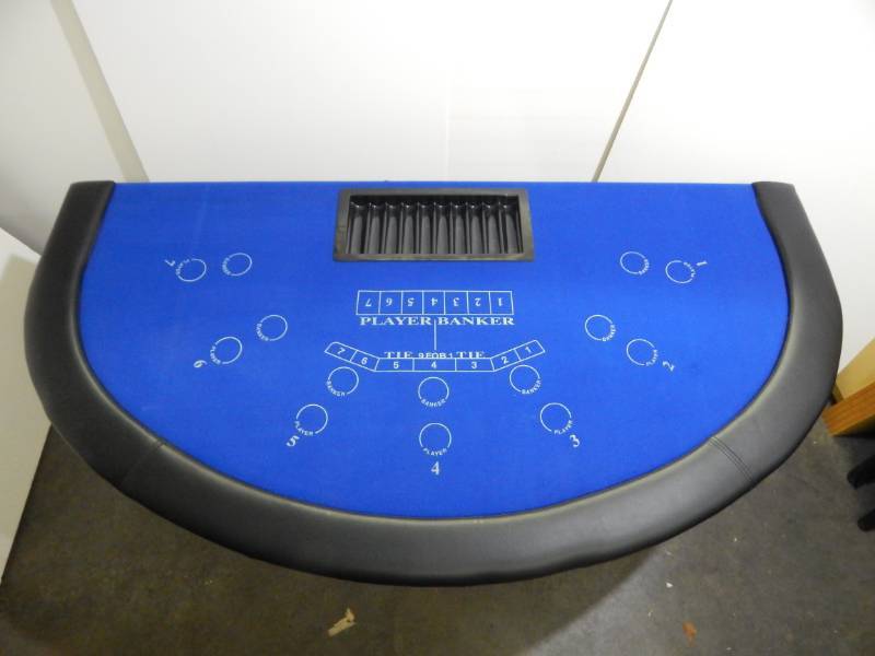 Seven Player Blue Top Baccarat Table
