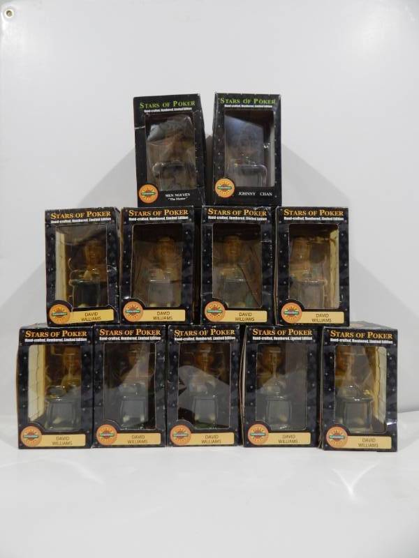 Lot of 11 Stars of Poker Limited Edition Bobble Heads