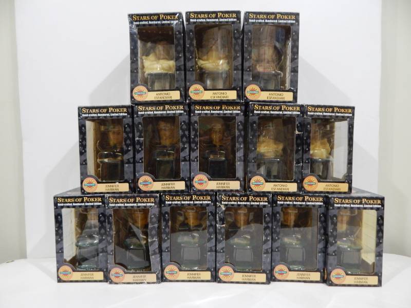 Lot of 14 Stars of Poker Limited Edition Bobble Heads