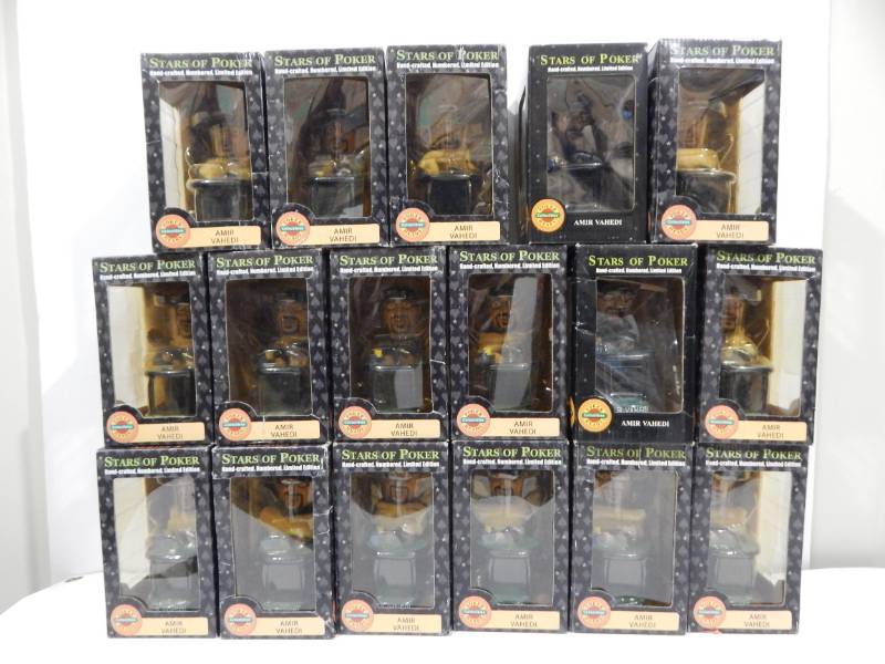 Lot of 17 Stars of Poker Limited Edition Bobble Heads