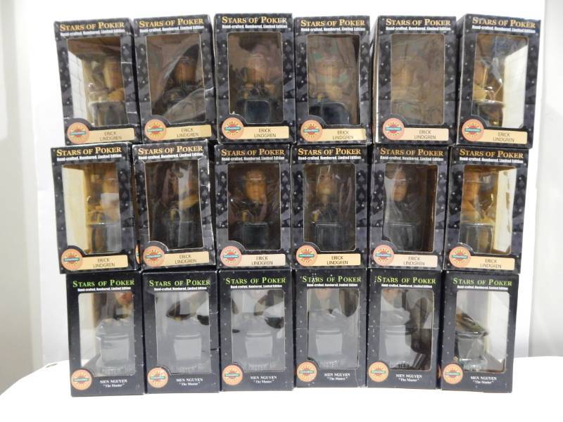 Lot of 18 Stars of Poker Limited Edition Bobble Heads