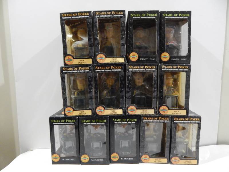 Lot of 13 Stars of Poker Limited Edition Bobble Heads