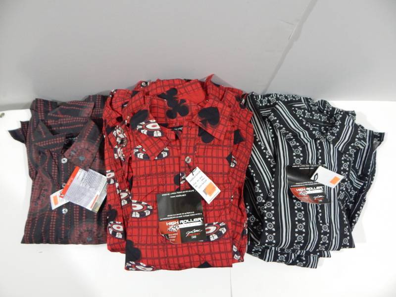 Lot of New High Roller Fashions Casino and Poker Themed Mens Long Sleeve Shirts