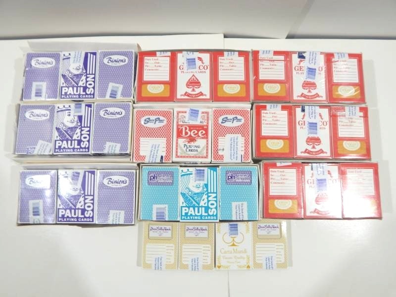 Large Lot of Various Casino Poker Size Playing Card Decks