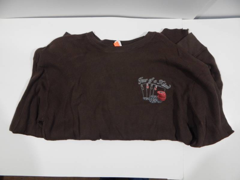 Lot of New Mens Brown Thermal Gambling Pin Up Themed Shirts