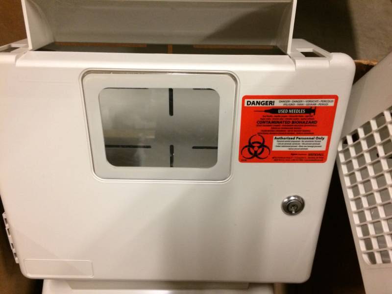 lot 36 image: LOT OF HOSPITAL, CLINIC SHARPS BIO HAZARD WASTE RECEPTACLES