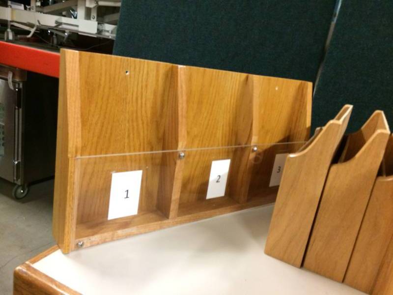 lot 40 image: LOT OF WOODEN WALL MOUNT MAGAZINE ANDOR FILE HOLDERS