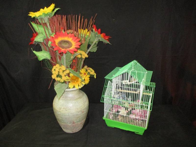 lot 44 image: Bird Cage and Beautiful flower arrangement