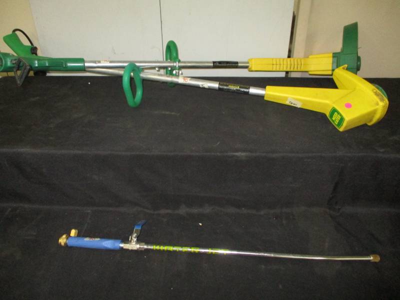 lot 90 image: 2 electric weedeaters and water wand