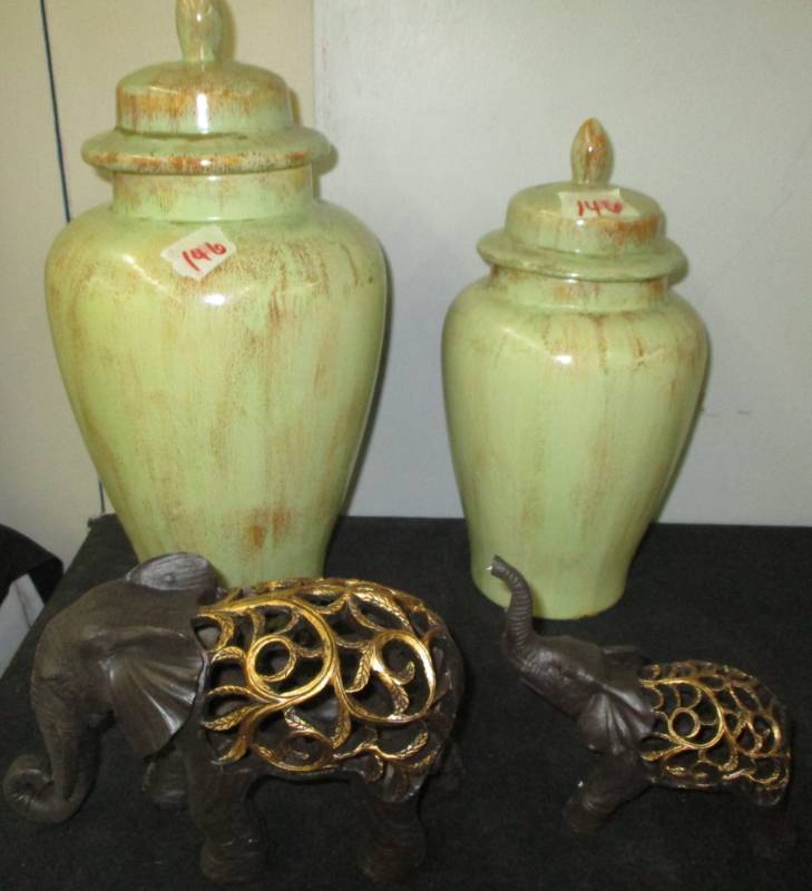 lot 146 image: 2 canisters and elephants