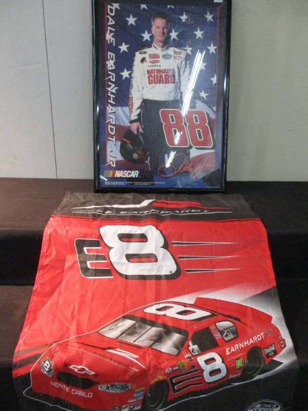 lot 164 image: Dale Earnhardt Flag 27 x 36 and Picture frame needs work