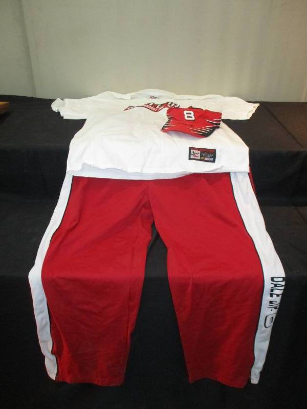 lot 168 image: Dale Earnhardt Pants Size Lg pretty Big and Xl Shirt Looks anmd Visor