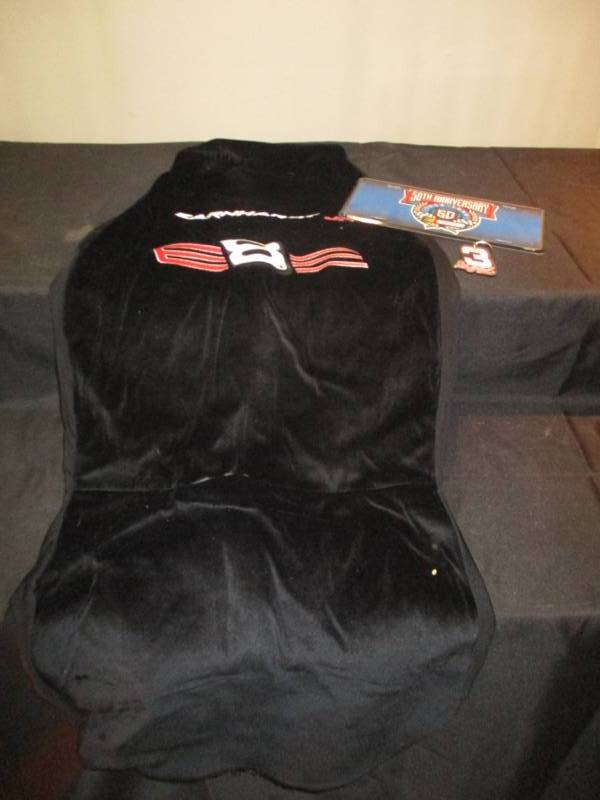 lot 176 image: Dale Earnhardt Car Set Cover, Licence Plate and Key Chain needs a little sticking in seam