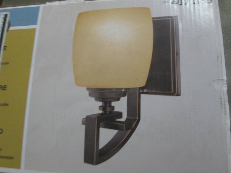 Hampton Bay 1-Light Bronze Sconce w...