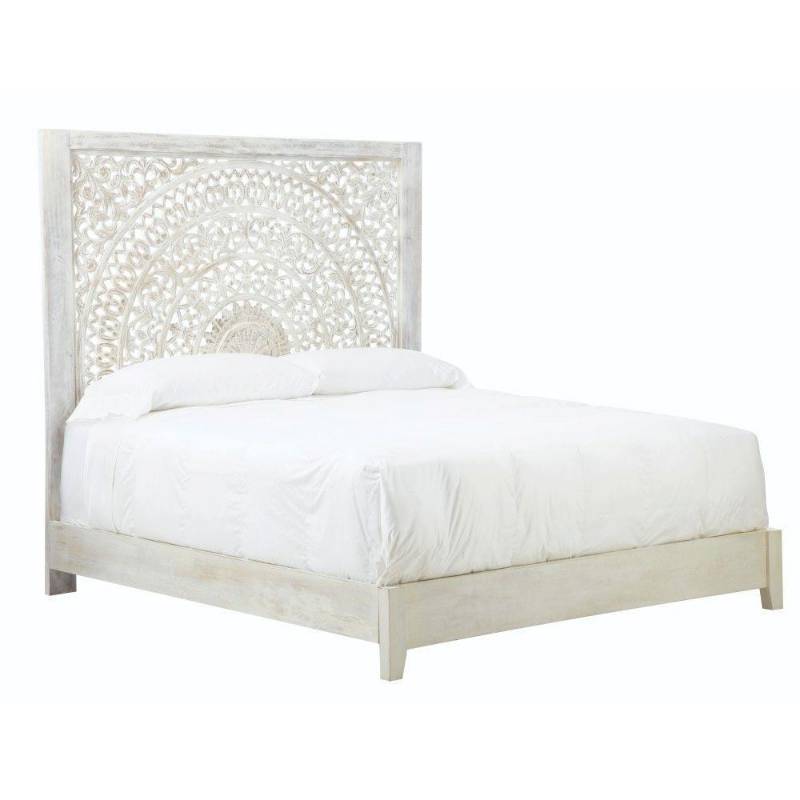lot 307 image: Home Decorators Collection Chennai White Wash King Platform Bed, 9467810410