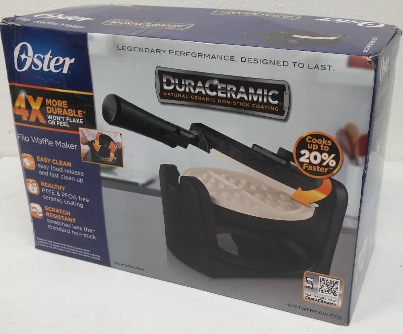 lot 59 image: Electric DuraCeramic Flip Waffle Maker, as-new in box