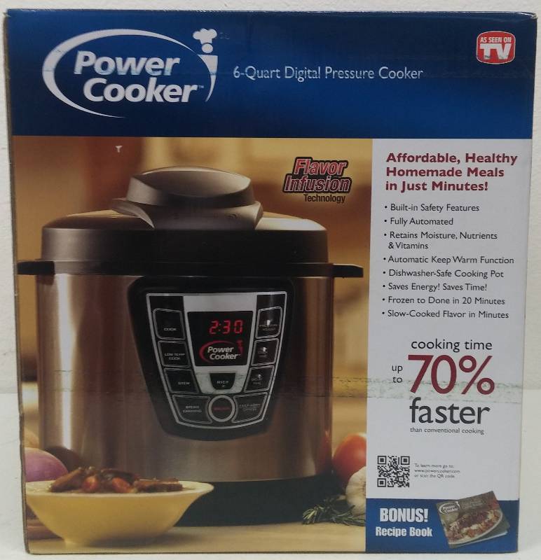 lot 18 image: Power Pressure Cooker, 6qt, as-new in box