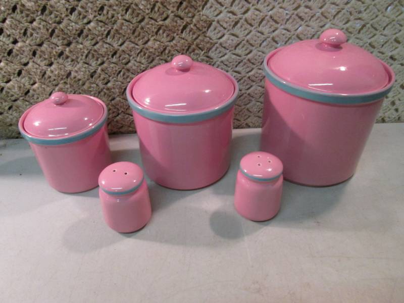 lot 71 image: Ceramic Canister Set with Salt and ...