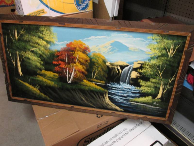 lot 81 image: Large Framed Painting On Velvet 26...