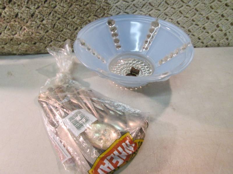 lot 97 image: Vintage Light Shade and Silverware ...