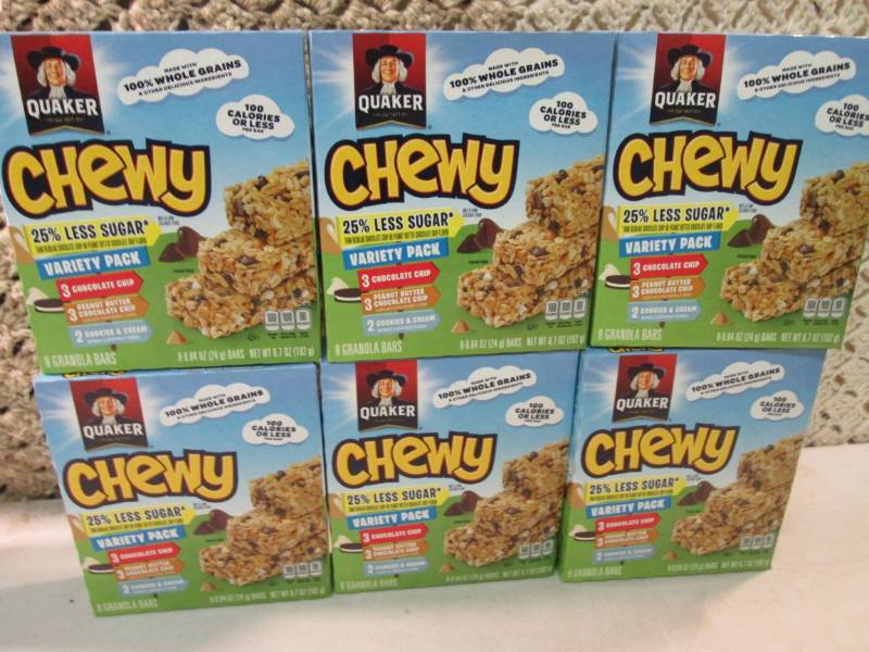 lot 227 image: 6 Boxes of Quaker Chewy Variety Pac...