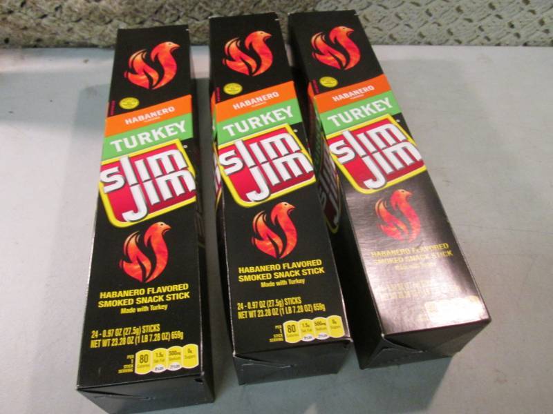 lot 232 image: 3 Boxes of 24 each Slim Jim Snack S...