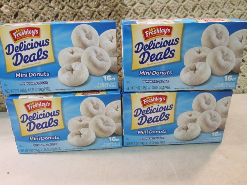 lot 242 image: 4 Boxes of Powdered Sugar Mini Donu...