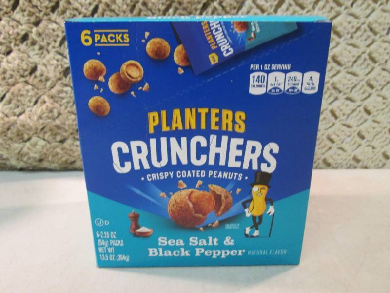 lot 282 image: Box with 6 Bags of Planters Crunche...