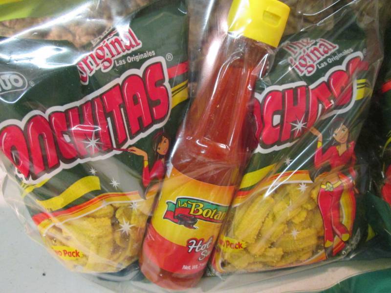 lot 304 image: 5 Packs of Corn Chips with Bottle o...