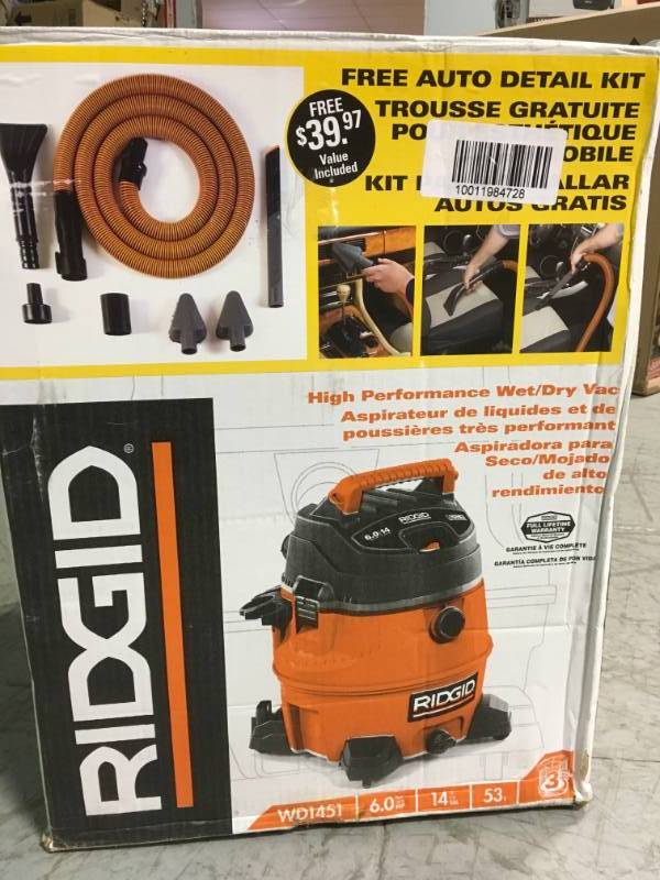 RIDGID 14 Gal. 6.0-Peak HP Wet Dry Vac used in very good condition