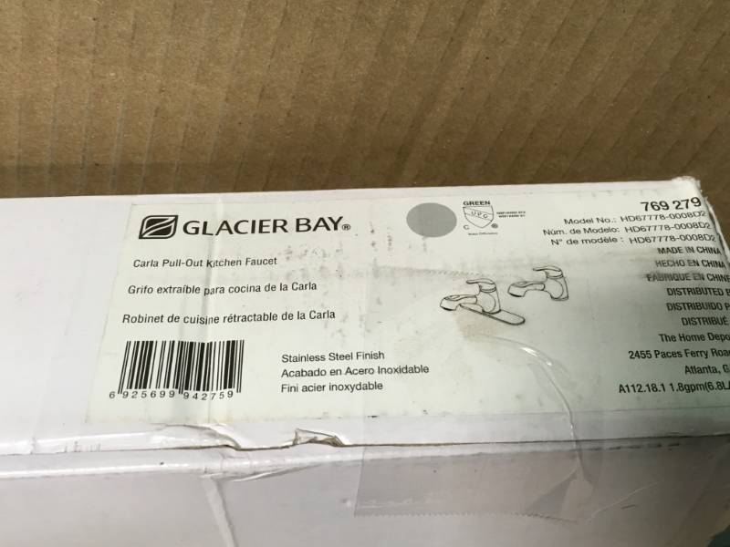Glacier Bay Carla Single-Handle Pull-Out Sprayer Kitchen Faucet in Stainless Steel  open box in like new condition
