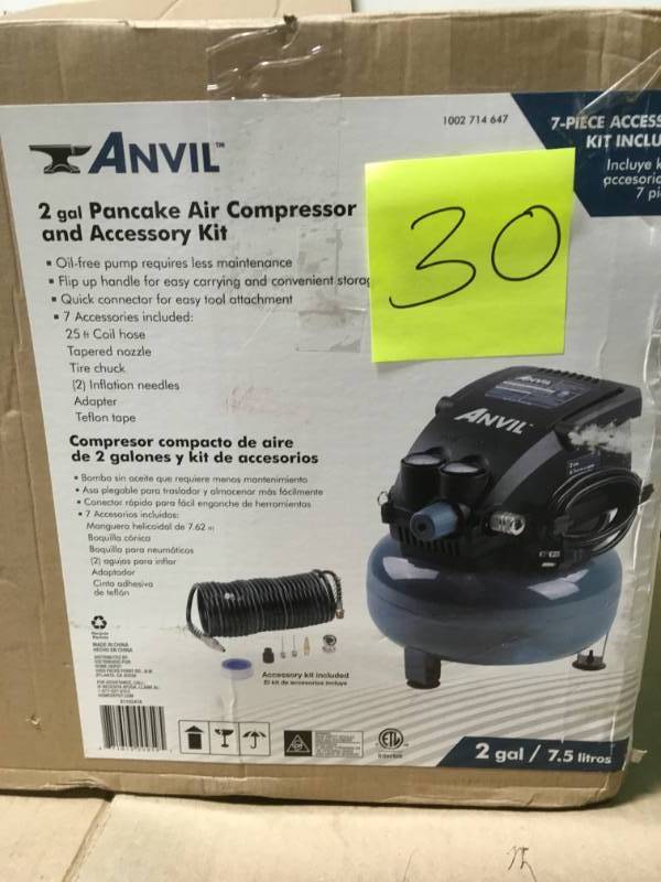 ANVIL 2G Pancake Air Compressor with 7-Piece Accessories Kit USED in good condition