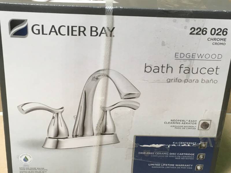 Glacier Bay Edgewood 4 in. Centerset 2-Handle High-Arc Bathroom Faucet in Chrome  open box in like new condition