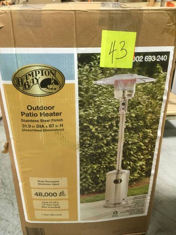 Hampton Bay 48000 BTU Stainless Steel Patio Heater  open box in like new condition