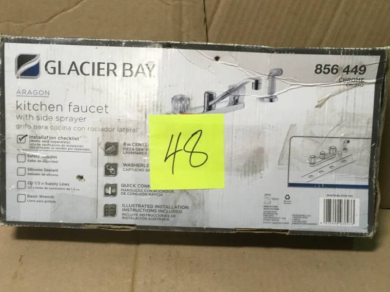 Glacier Bay Aragon 2-Handle Standard Kitchen Faucet in Chrome with White Side Sprayer  open box in like new condition