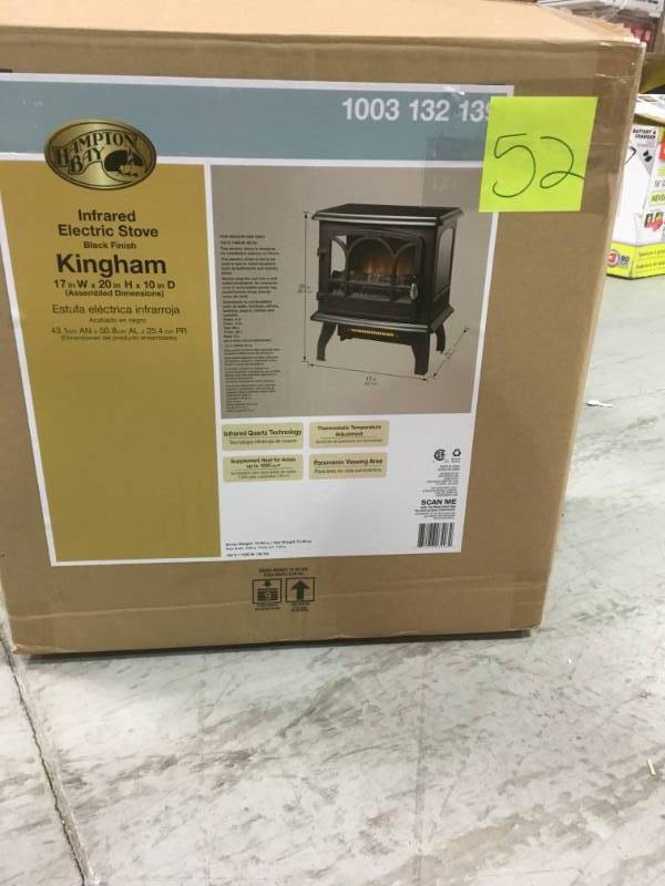 Hampton Bay Kingham 1,000 sq. ft. Panoramic Infrared Electric Stove in Black with Electronic Thermostat  open box in like new condition