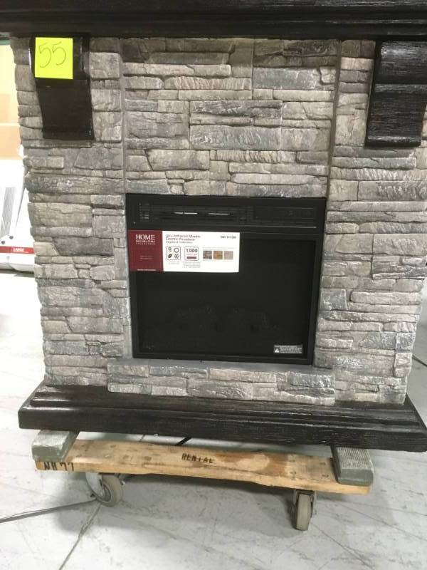 Home Decorators Collection Highland 40 in. Media Console Electric Fireplace TV Stand in Faux Stone Gray  open box in like new condition