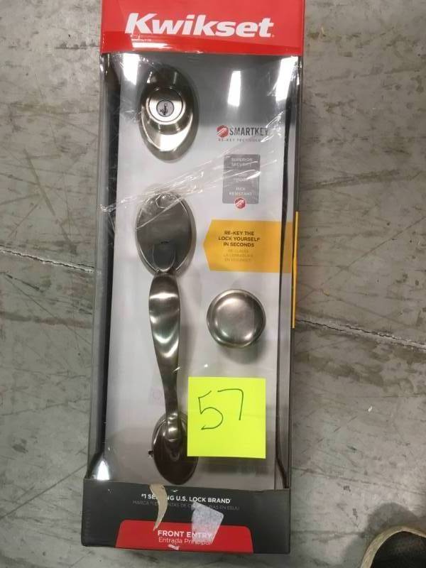 Kwikset Chelsea Satin Nickel Single Cylinder Door Handleset with Juno Knob Featuring SmartKey Security  open box in like new condition
