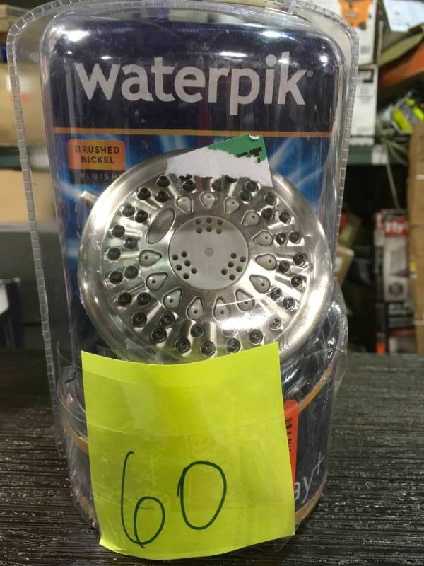Waterpik Vardon 5-Spray 3.75 in. Showerhead in Brushed Nickel  open box in like new condition