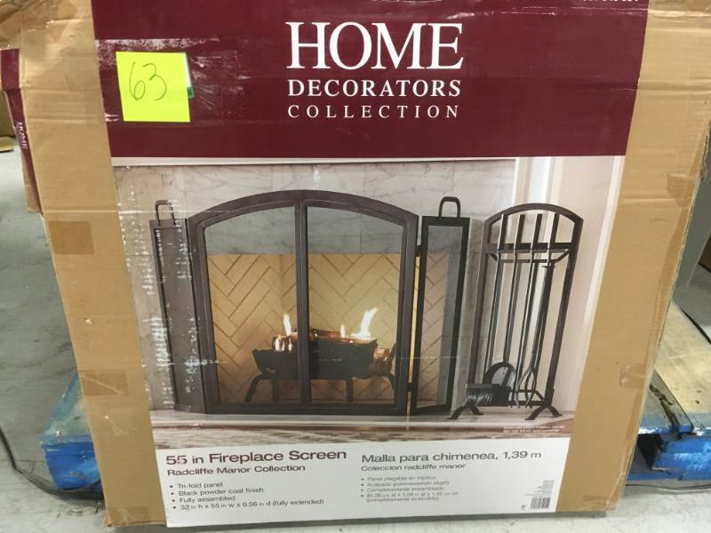 Home Decorators Collection Radclife Manor 3-Panel 55 in. Fireplace Screen  open box in like new condition
