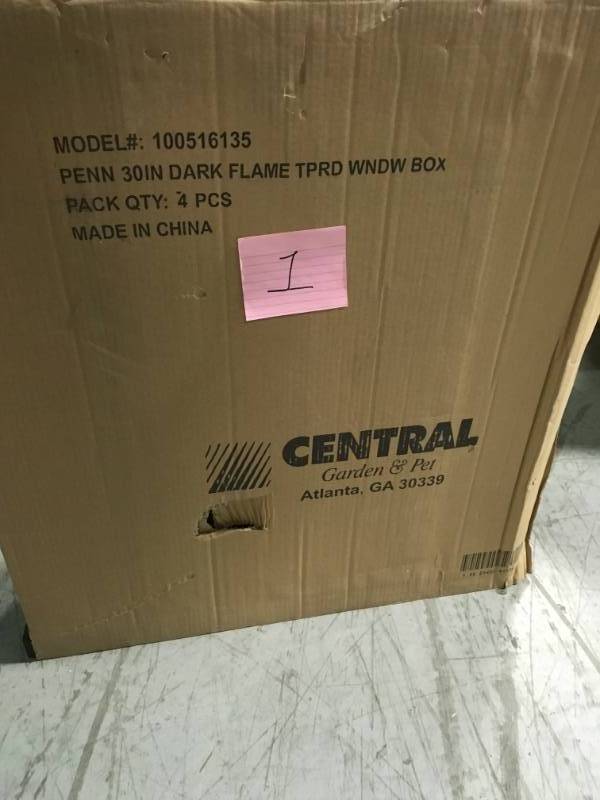 Pennington 30 in. x 7 in. Wood Dark Flame Tapered Window Box QTY 4 PCS open box in like new condition