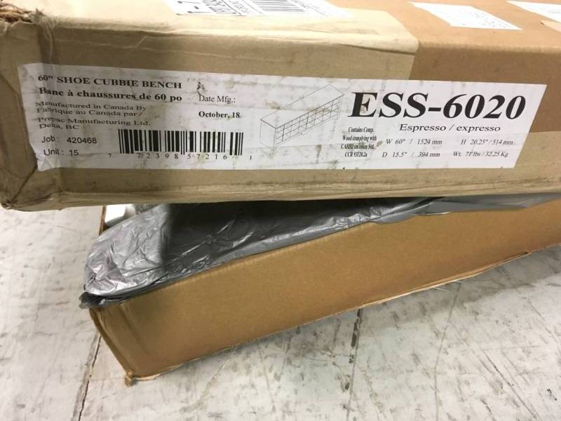 Prepac Black 60 in. Shoe Cubby Bench open box in like new condition