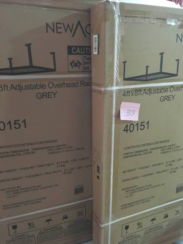 NewAge Products Performance 96 in. L x 48 in. W x 42 in. H Adjustable VersaRac Ceiling Storage Rack in Gray QTY 2 not used