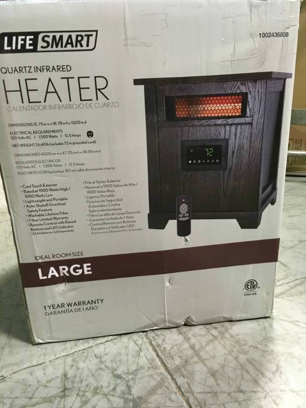 Lifesmart 1500-Watt 6 Element Wood Infrared Portable Heater open box in like new condition