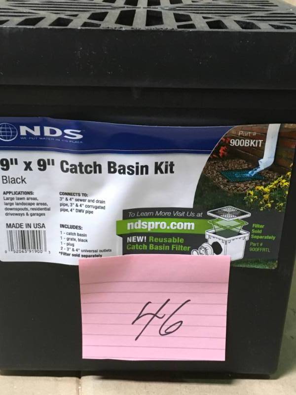 NDS 9 in. x 9 in. Black Catch Basin, 2 Opening Kit in good condition