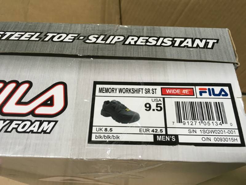 Fila Memory Workshift Slip-Resistant Steel-Toe Mens Work Shoes BLK SIZE 9.5 not used