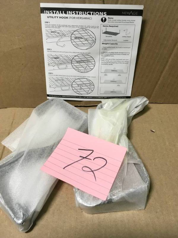 VersaRac 2.2 lb. Overhead Accessory Garage Hook Kit in Gray (2-Pack) not used