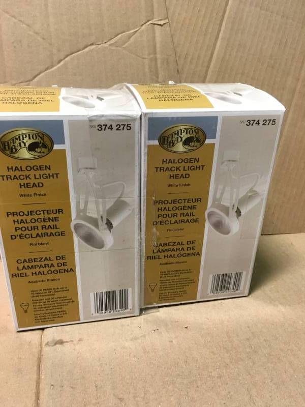 Hampton Bay Track Lighting PAR30 75W Perforated Double Arm Gimbal Fixture EC934W QTY 2 not used