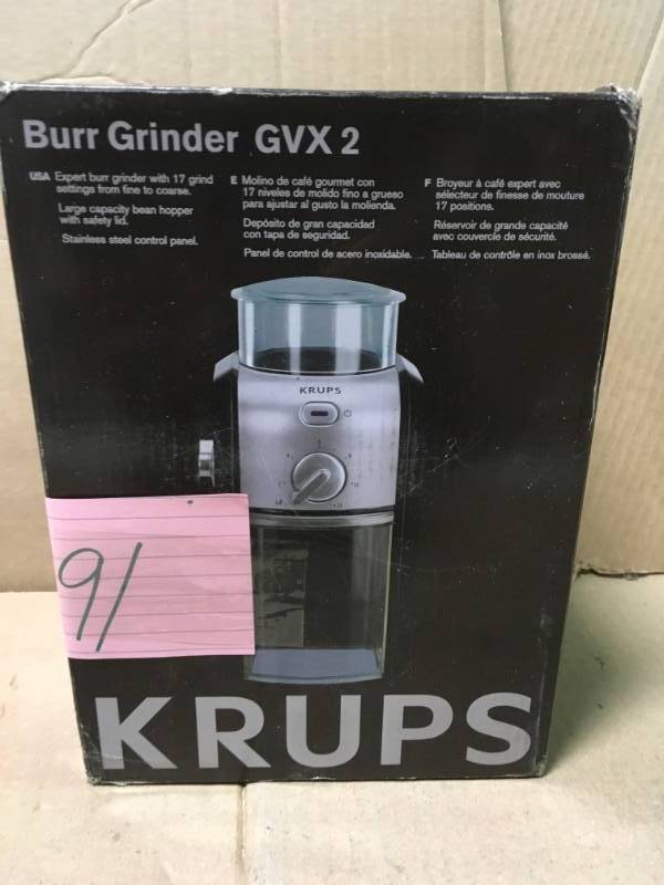 Krups Flat Burr Coffee Grinder open box in like new condition