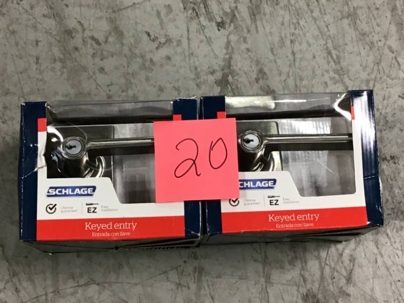 lot 20 image: ENTRY LATITUDE SATIN NICKEL CE SCHLAGE LOCK Entry Locks F51VLAT619CEN QTY 2 open box in like new condition